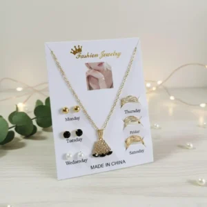 7-Piece Gold Plated Crystal Earrings Pendant Set for Women