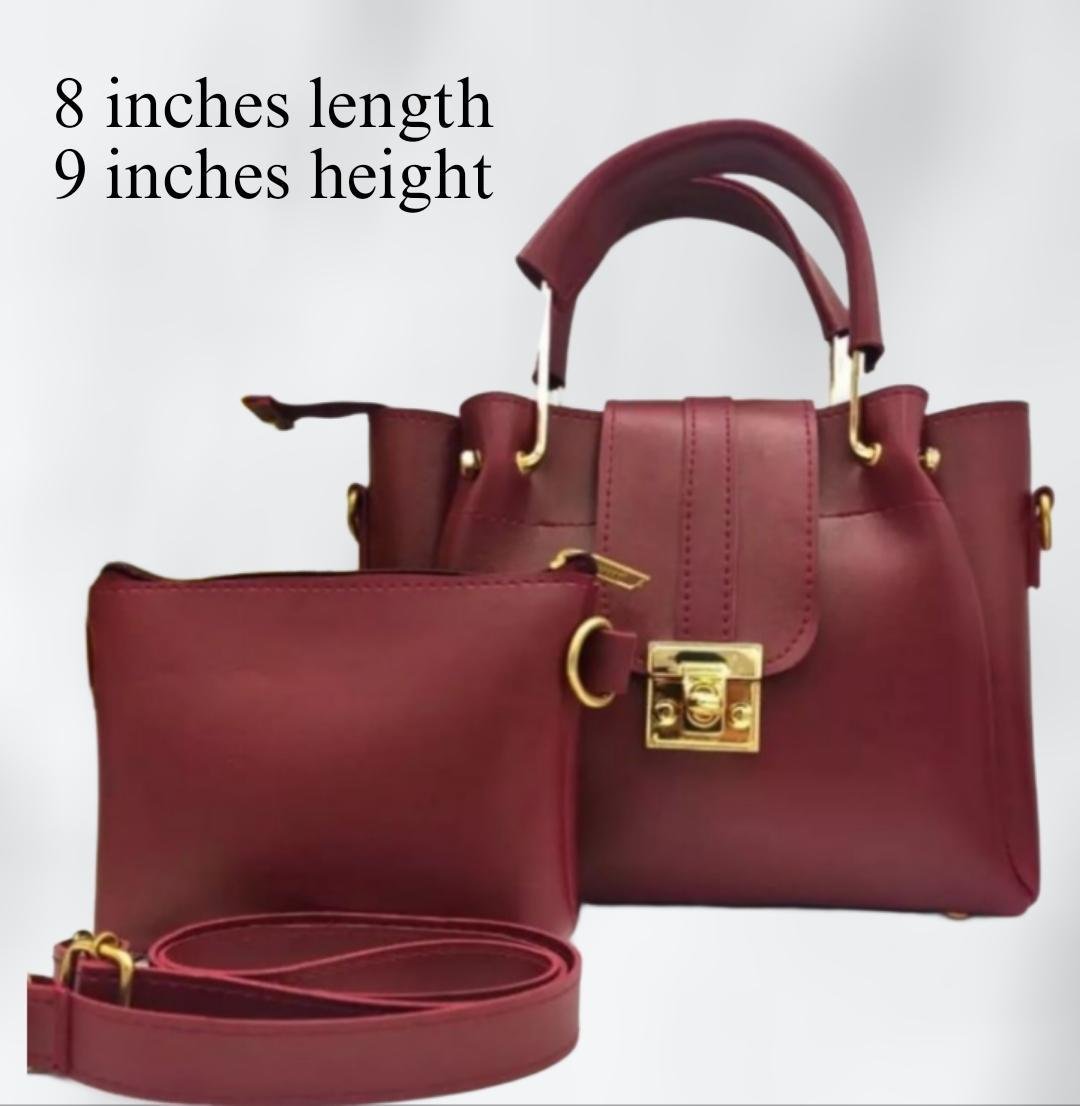 Maroon PU Leather Crossbody Bag Set for Women