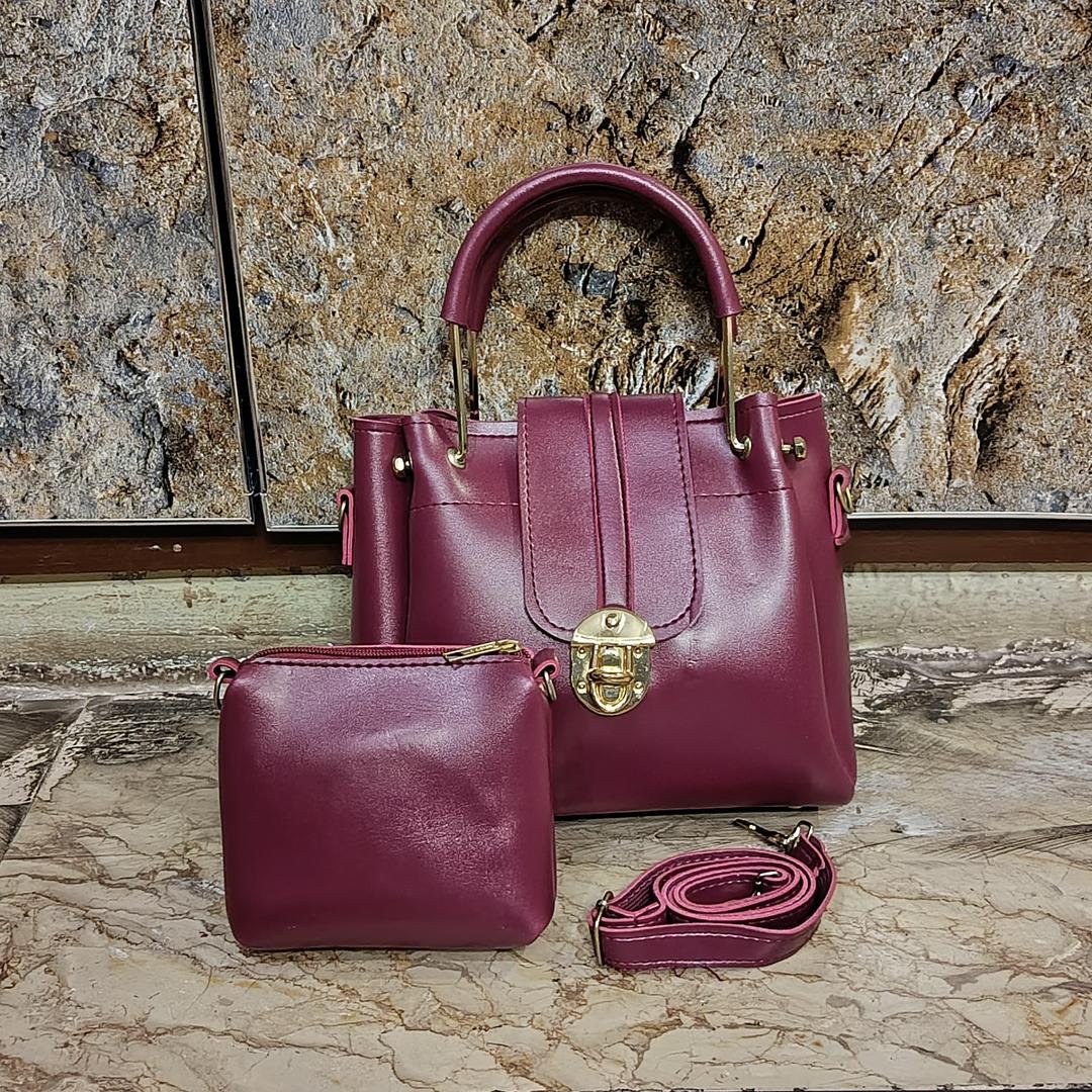 Maroon PU Leather Crossbody Bag Set for Women