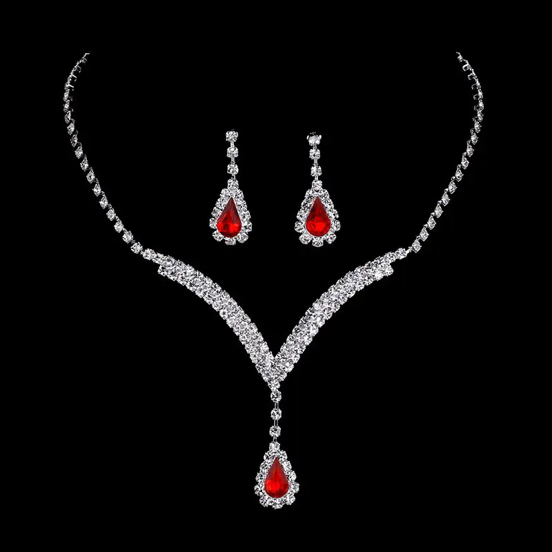 Diamond Water Drop Necklace & Earrings Set for Pakistani Women