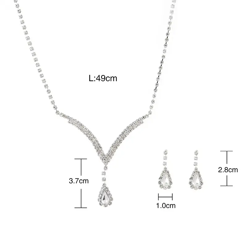 Diamond Water Drop Necklace & Earrings Set for Pakistani Women