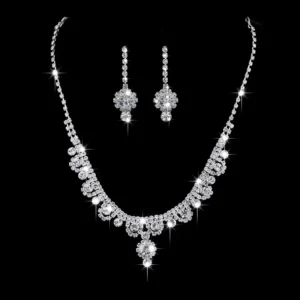 Diamond Water Drop Necklace & Earrings Set for Pakistani Women
