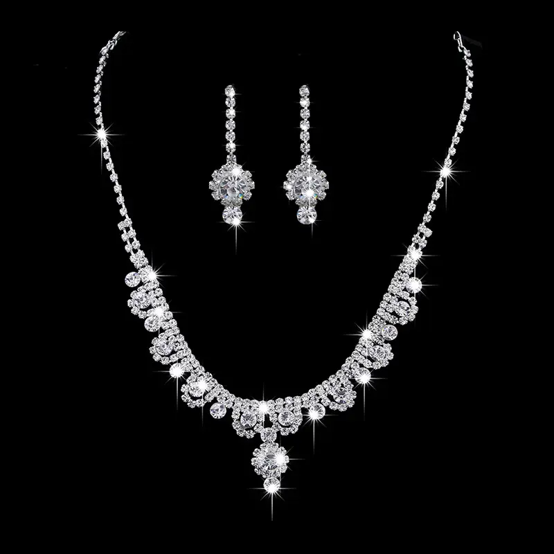 Diamond Water Drop Necklace & Earrings Set for Pakistani Women