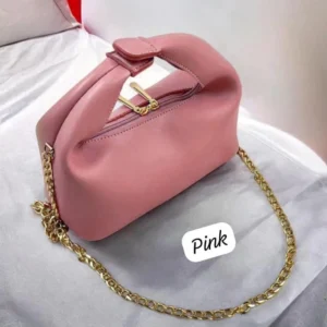 Pink PU Leather Chain Crossbody Bag for Girls