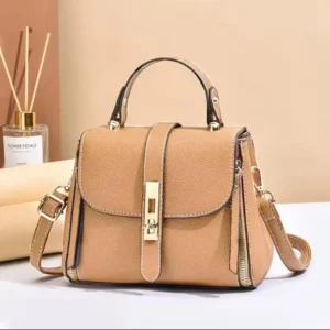 Beige PU Leather Crossbody Bag for Girls