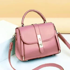 Pink PU Leather Crossbody Bag for Girls 7x11x7″