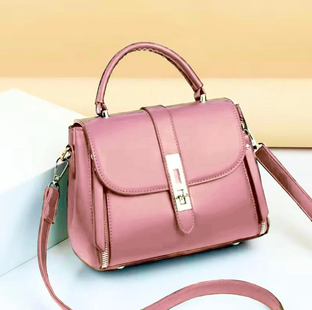 Pink PU Leather Crossbody Bag for Girls 7x11x7"