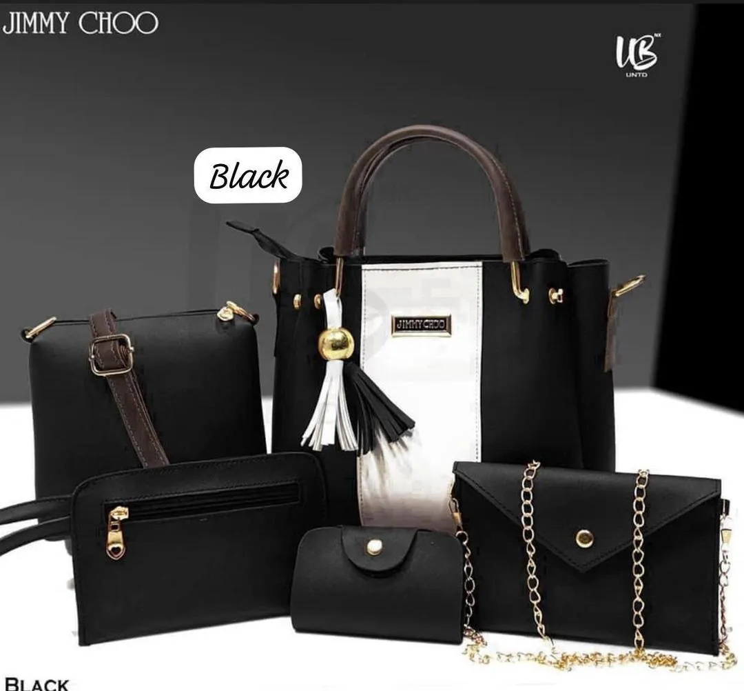 Women's PU Leather Plain Hand Bag Set