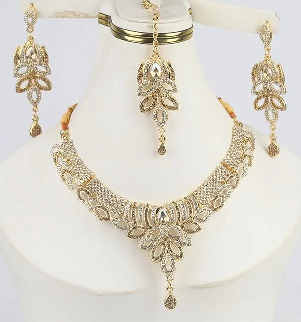 Golden Badam Patti Necklace Set for Women