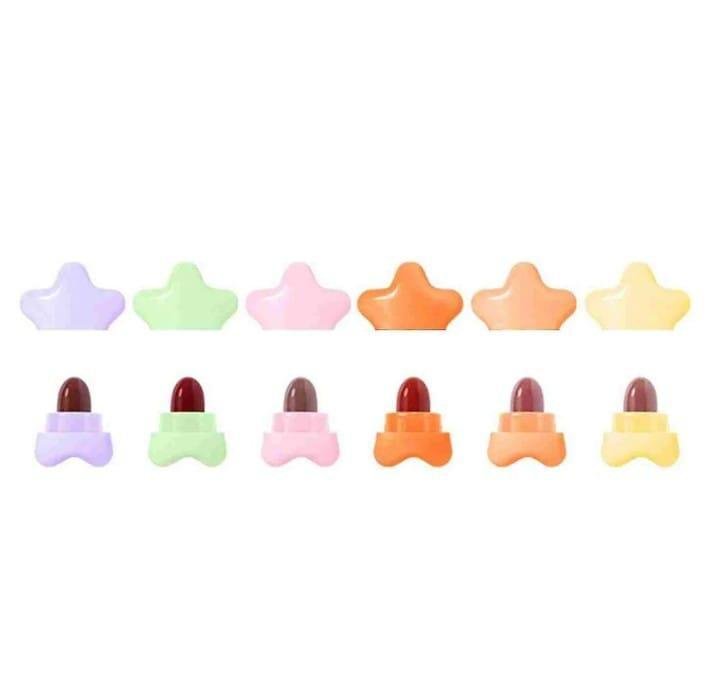 6 Pcs Star Shaped Lipstick Set Multicolor