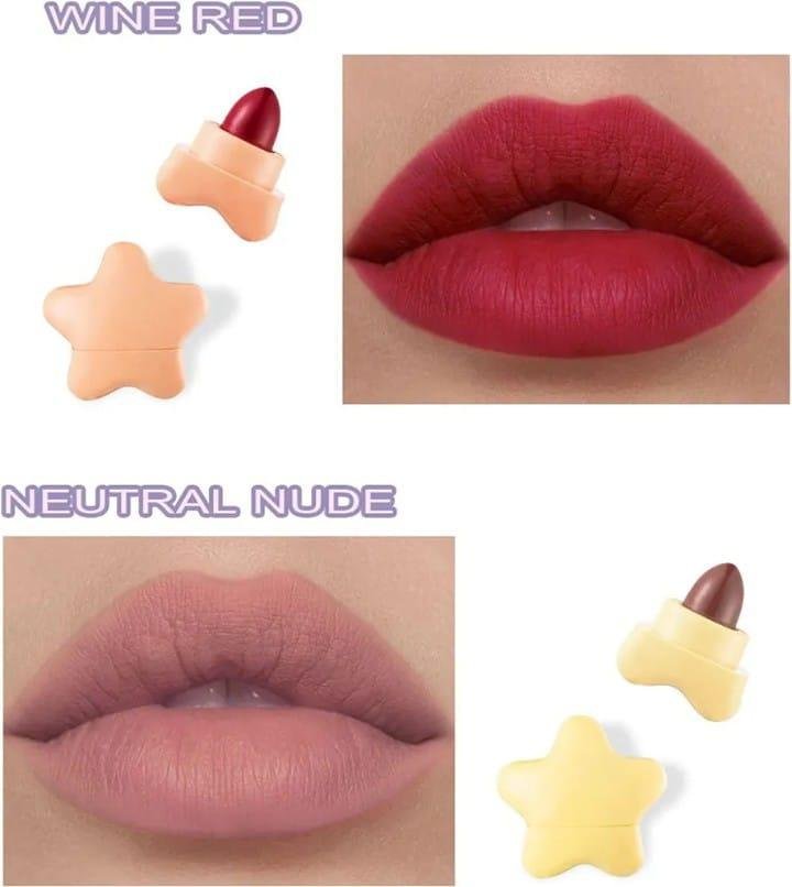 6 Pcs Star Shaped Lipstick Set Multicolor